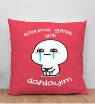 BK Gift Dardayım Tasarımlı Kırmızı Kırlent Yastık, Arkadaşa Hediye, Ev Dekorasyonu, Ev Hediyesi-1