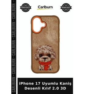 iPhone 17 Uyumlu Kaniş Desenli Kılıf 2.0 3D Tuşlu Gözlü Nakışlı