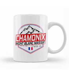Retro Ski Chamonix Mont Blanc France Skiing and Mountain Biking Paradise Kupa Bardak Porselen