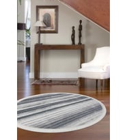 Dijidekor Halı Gri 9026 Cool Saçaklı Yuvarlak Kaymaz Kesme İnce Yolluk Kilim Salon Halısı Modelleri