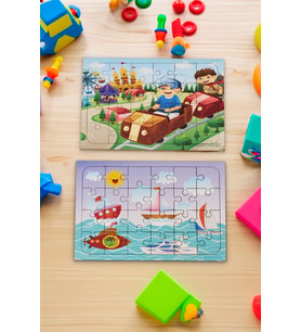 Okul Öncesi Başlangıç Yapboz Lunapark Maceram ve Deniz Araçları Ahşap Puzzle Set