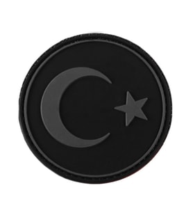 Single Sword Yuvarlak BAYRAK Plastik Patch - Peç SİYAH