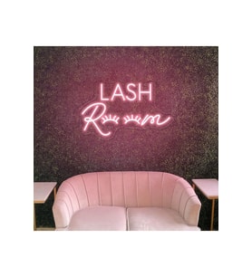 LASH Room Yazılı ve Kirpik Figürlü Neon Tabela