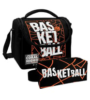 Coral High Siyah Basketbol Desenli Erkek Çocuk Isı Yalıtımlı Beslenme Çantası ve Kalemlik Seti
