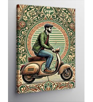 Kanvas Tablo Retro Vespa ve Stili Adam