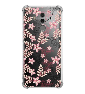PrintiFy Huawei Mate 10 Pro Uyumlu Köşe Korumalı Floral Kırmızı Tasarımlı Şeffaf Silikon Kılıf