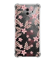 PrintiFy Huawei Mate 10 Pro Uyumlu Köşe Korumalı Floral Kırmızı Tasarımlı Şeffaf Silikon Kılıf