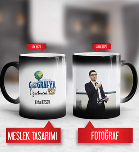 Coğrafya Öğretmenine Hediye Coğrafya Öğretmeni Kupa Bardak Sihirli Fotoğraflı