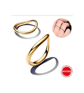 925 Ayar Gold Renk Doğal Şekilli Şerit Yüzük