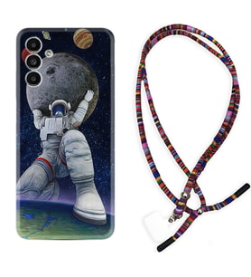 Samsung A23 A31 A32 A50 A51 A52 A53 A70 Kılıf Boyun Asklı Rasta Silikon Astronot ve Dünya 1759