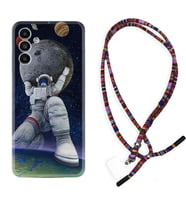 Samsung A23 A31 A32 A50 A51 A52 A53 A70 Kılıf Boyun Asklı Rasta Silikon Astronot ve Dünya 1759