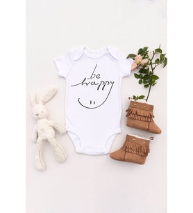 Unisex Bebek Be Happy Baskılı Body Zıbın