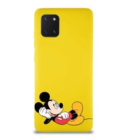 Samsung Galaxy Note 10 Lite Soft Premier Kapak Mickey Mouse-F Tasarımlı Silikon Kılıf - Sarı (Şeffaf)