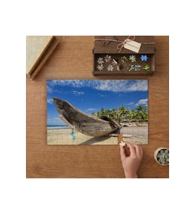 Kayık - Kumsal - Palmşye Ağaçları Tasarımı 240 parça Ahşap Puzzle Ahşap Kutuda MP05804