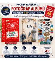 Modern Yapışkanlı Fotoğraf Albümü 3 farklı kapak 45 Yaprak - 23x17cm