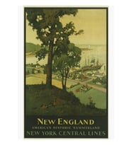 Seyahat Posteri: New England, Abd Tablo Ahşap Poster Dekoratif