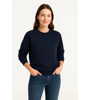 pilelistore- Üç İplik Düz Bisiklet Yaka SweatShirt - Lacivert
