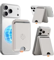 Manyetik Kartlık, iPhone 17/16 / 15/14 / 13/12 Serisi ile Uyumlu Mag-Safe Cüzdan, RFID Korumalı, 3 Kart Kapasiteli, Ayarlanabilir Stand, Güçlü Manyetik Tutuş, Gri