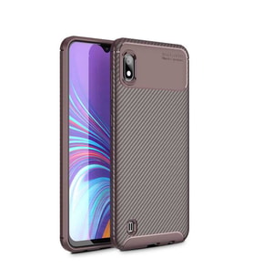 Samsung Galaxy A10 Kılıf Esnek Soft Karbon Tasarım Legion Serisi (Kahverengi)