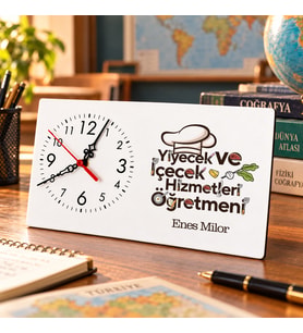 Yiyecek ve İçecek Hizmetleri Öğretmenine İsme Özel Masa Saati