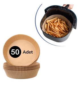 50 Adet Air Fryer Pişirme Kağıdı Tek Kullanımlık Hava Fritöz Yağ Geçirmez Yapışmaz Tabak Model