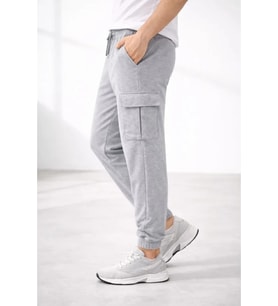 Erkek Jogger Eşofman Altı Regular Fit , Kargo Cepli, Lastikli Paça, Günlük Spor Pantolon - Gri