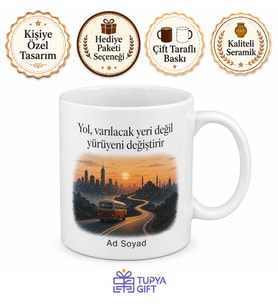 Şehirlerarası Yolculuk Temalı Kupa Bardak Yol Hediye Kupa