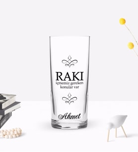 BK Gift Kişiye Özel Renkli Baskılı Rakı İçmemiz Gereken Tasarımlı Rakı Bardağı-1 (Beyaz)