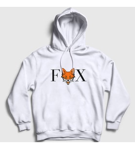 Presmono Unisex Beyaz Logo Fox Tilki Kapüşonlu Sweatshirt 367967tt