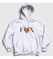 Presmono Unisex Beyaz Logo Fox Tilki Kapüşonlu Sweatshirt 367967tt