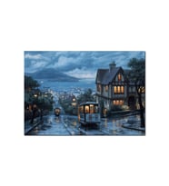 Yağmurlu Sokaklar Tramvaylar Ve Gece Işıkları (50x70 Cm Boyut)
