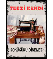 Terzi Kendi Söküğnü Dikemez Ahşap Duvar Posteri 28 x 20CM       