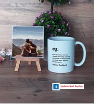 Eşe Hediye Fotoğraflı Dekoratif Taş, Kupa Bardak Beyaz Hediye (Model 1)