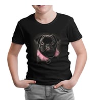Dog Wearing Pink Fur Siyah Çocuk Tshirt