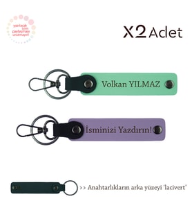 Hemşireye Doğum Günü Jest, İsim & Soyisim Kişiselleştirilmiş 2’li Anahtarlık, Mor-Yeşil-Lacivert