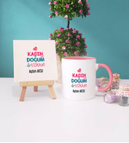 Kadın Doğum Uzmanı Kupa Bardak Pembe Dekoratif Taş Baskı