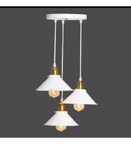 Retro Metal 3 Lü Dekoratif Rustik Beyaz Sarkıt Avize Çap:30 cm