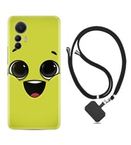Xiaomi 12 Lite Kılıf Resimli Boyun Askılı İpli Desenli Silikon Series White Green 1833