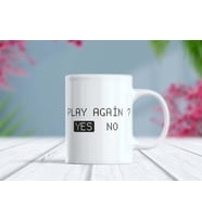 Play Again Yes/No Pixel Art Gamer Kupa Bardak (Beyaz)