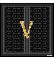Logolu Desen Black Seri Twill Eşarp Eşarp Askısı ile Birlikte 90x90 cm Siyah Yeş