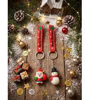 2 Adet Yılbaşı Noel Anahtarlık – Kardan Adam Noel Baba Charm Çanta ve Anahtar Süsü