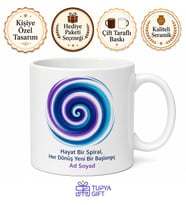 Spiral Desenli Baskılı Kupa Bardak Özel Tasarım Porselen Hediye