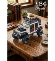 1:24 Ölçek Metal Off-Road Jeep Beyaz - Sesli Işıklı Çek Bırak Kapıları Açılan Oyuncak Arazi Aracı