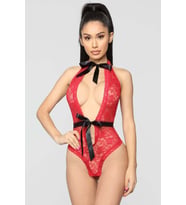 Kadın 320609  Boyun ve Bel Kısmı Fiyonklu Babydoll KIRMIZI