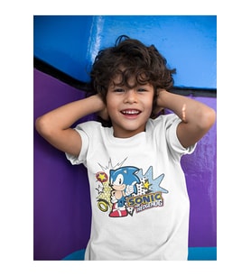 Unisex Sonic The Hedgehog Baskılı Çizgi Film Çocuk Tişört (1-12 YAŞ)