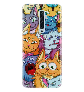 Oppo Reno 2Z 4 Lite 4 Pro 5 6 7 A31 Kılıf Desemli Silikon Kediler 1723