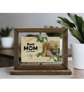 BK Gift Kişiye Özel İsimli Fotoğraflı Doğal Ahşap Dönen Fotoğraf Çerçevesi, Anneler Günü Hediyeleri, Ev Dekoru, Masaüstü Dekoru-3