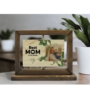 BK Gift Kişiye Özel İsimli Fotoğraflı Doğal Ahşap Dönen Fotoğraf Çerçevesi, Anneler Günü Hediyeleri, Ev Dekoru, Masaüstü Dekoru-3