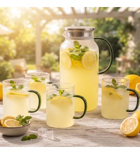 5 Parça Bardaklı Sürahi Seti - Cam - 1800 ml Sürahi - 4 Bardak
