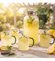5 Parça Bardaklı Sürahi Seti - Cam - 1800 ml Sürahi - 4 Bardak
